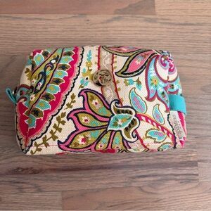 Spartina 449 Paisley Linen Make Up/ Cosmetic Bag
